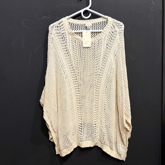 A New Day Cream Open-Knit Poncho - NWT - Picture 6 of 7
